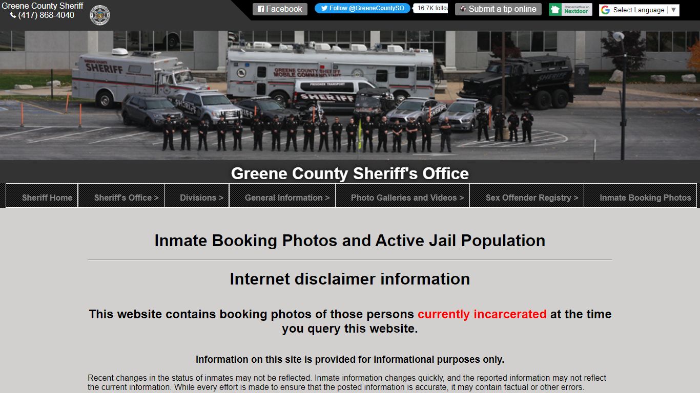 Inmate Booking Photos and Active Jail Population